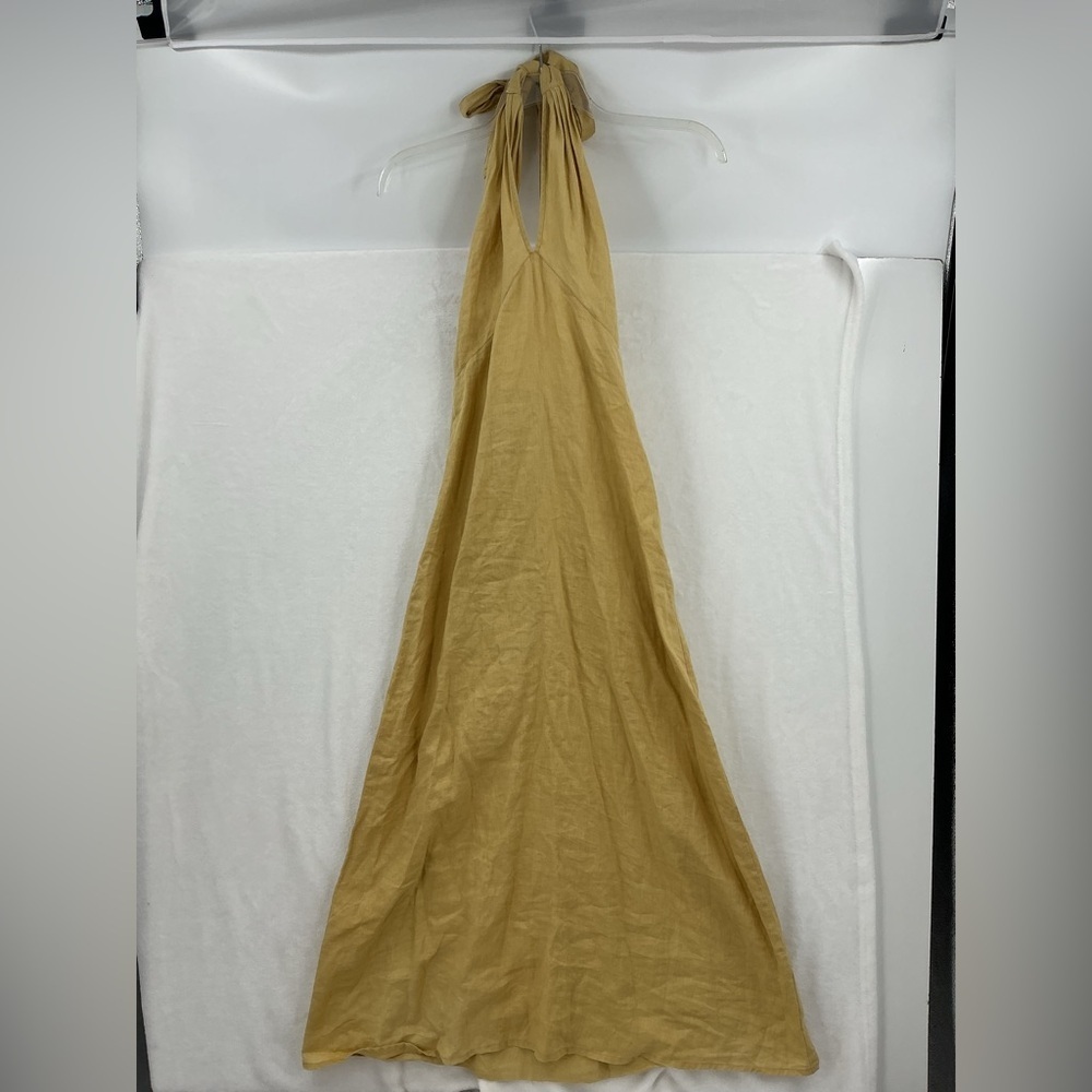 Sleeveless Backless Halter Maxi Dress in Mustard Yellow 666 - Picture 2 of 5
